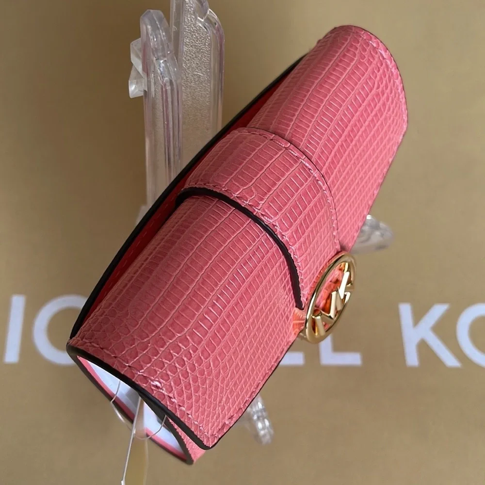 MICHAEL KORS CARMEN MEDIUM FLAP LOGO BIFOLD WALLET GRAPEFRUIT